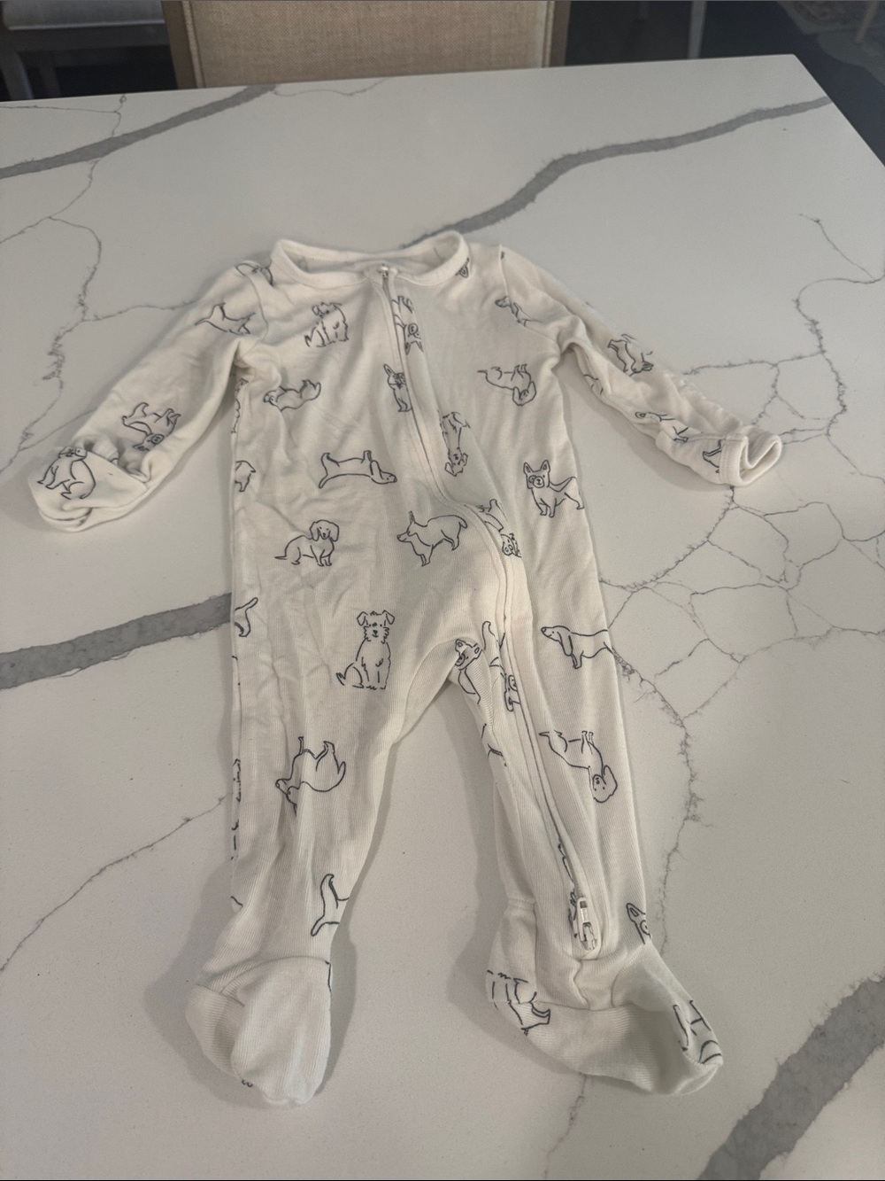 cloud island Cream Puppy Sketch Footed One-Piece